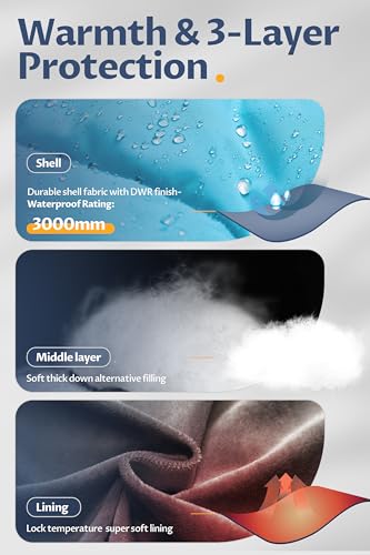 CREATMO US Girl's Long Length Winter Coat Parka Water Resistant Puffer Jacket With Fleece Lining4