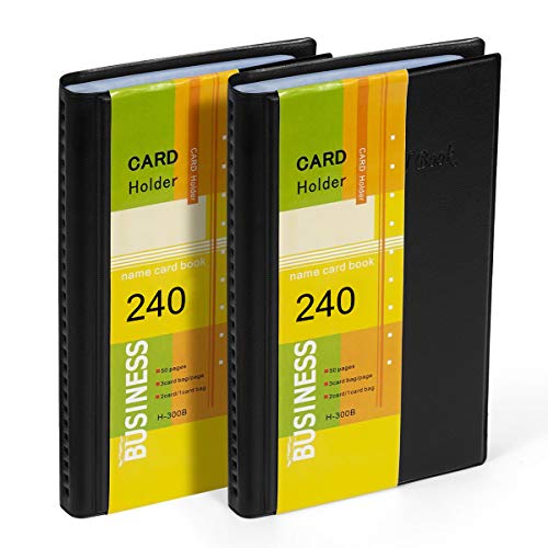 Hamosky Visitenkartenmappe für 480 Karten Ideal für Büro und Praxis Visitenkartenbuch Visitenkarten Kreditkarten schwarz