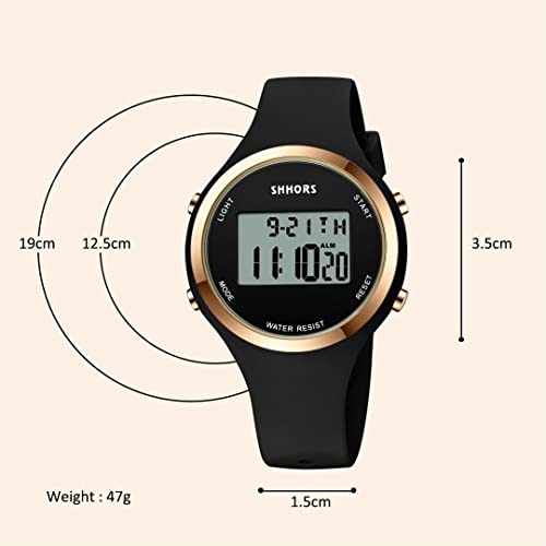 aswan watch Digitaal horloge voor dames met wekker, stopwatch, ledlicht, datum, casual, polshorloge met siliconen… - Image 6