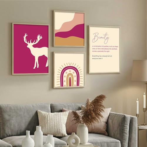 Image of kotart Wood Modern Wall Art Framed Paintings For Wall Decoration - Wall Paintings For Living Room, Bedroom - Wall Decor /Room Decor Set of 4 (Art 2, Big (13x17 or 13x13 inch))