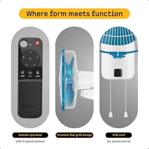 Image of atomberg SilenceAire Hi-Speed 400mm Wall Fan | Energy saving | Ideal for Home & Office | Silent BLDC Wall Fan | 60W | Remote with Oscillation, Timer, Sleep | 2 Years Warranty (Aegean Blue)
