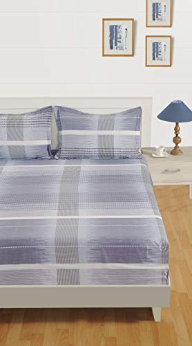 Image of Swayam Pure Cotton Single Bedsheet with 1 Pillow Covers | Size 60 x 90 inch | 160 TC | Geometric Design | Soft Breathable Bed Sheet | Comfortable & Durable for Bedroom - Grey & Beige