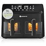 Juskys® Airfryer 9 L Doppelkammer - Heißluftfritteuse doppel, 2 Kammern, 9 Programme, beschichtet, XXL Fritteuse