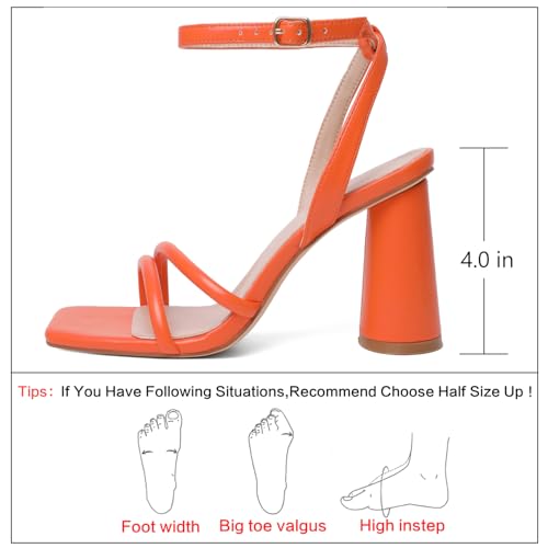 Image of RIBONGZ Block Heels Prom Heeled Sandals for Women Chunky Square Open Toe Strappy High Heels Ankle Strap Wedding Bridal Shoes High Heel Sandals for Party Dress