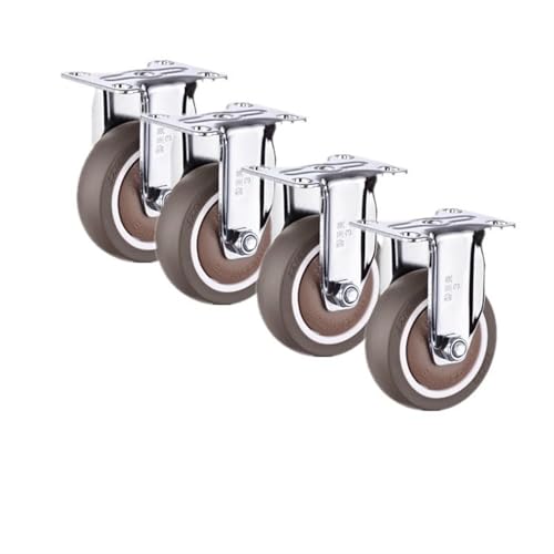 Caster Rubber Mute roulettes fixes 3 pouces anti bruit et anti rayure pour mobilier