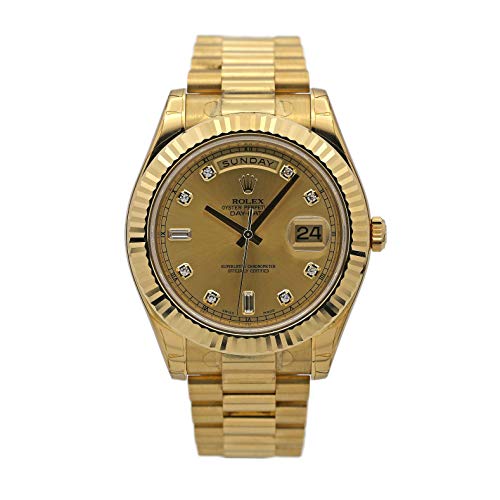 Reeonice Birsppy Rolex Day Date II 218238 18k Yellow Gold Fluted/President Bracelet/Champagne Diamond Dial