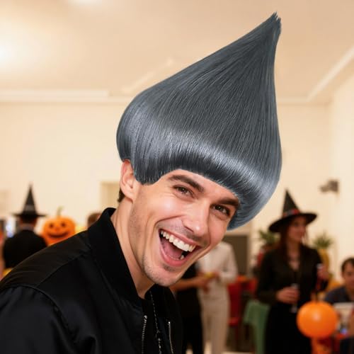 Image of JoneTing Pure Grey Wig for Anime Gray Straight Party Wigs for Halloween
