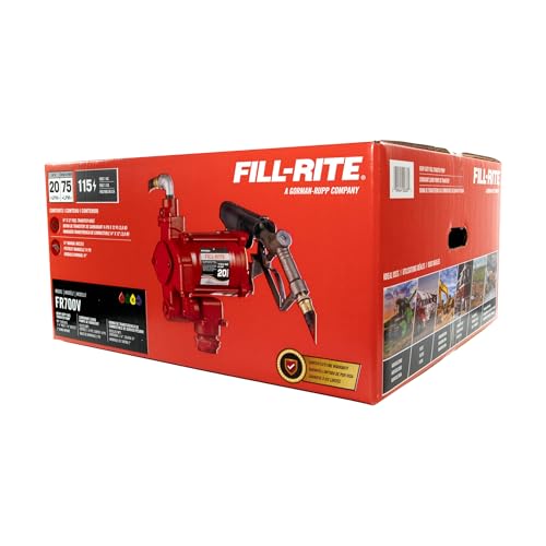 Image of Fill-Rite FR700V 115V 20 GPM Fuel Transfer Pump with Discharge Hose & Manual Nozzle | For Gasoline, Diesel, Kerosene, Ethanol Blends, Methanol Blends & Biodiesel up to B20