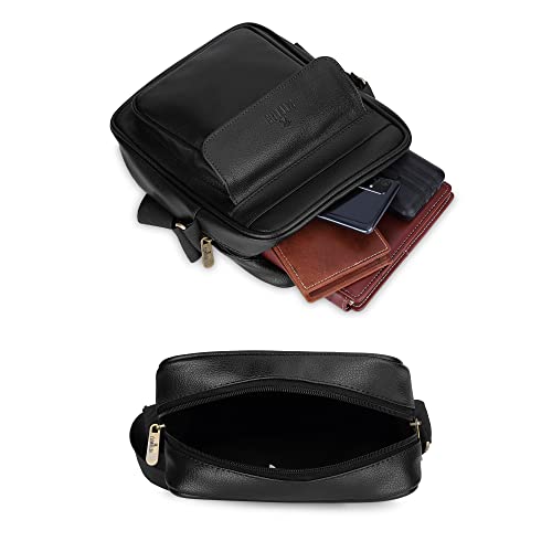 Image of The Clownfish Della Series Faux Leather Messenger One Side Shoulder Bag and Sling Cross Body Travel Office Business Bag for Men and Women (Black)