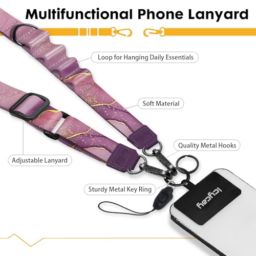 Image of Icycay Phone Lanyard Crossbody Strap Neck Adjustable Teacher Women Marble | for Cell Phone Case Keys ID Badges, Anti Theft, Multifuctional, Cute Phone Holder, Travel Hiking Essential Accessories, Gifts