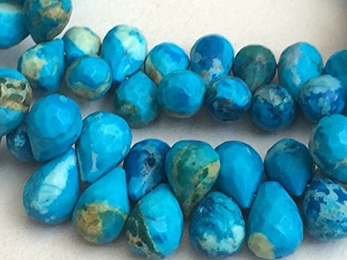Perles turquoise naturelle facettées en goutte pour création de collier artisanal LKBEADS