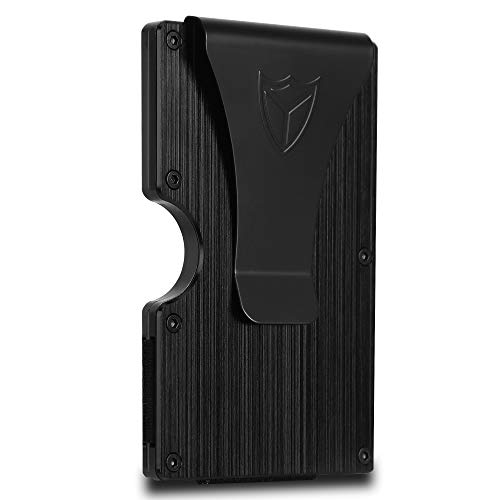 Slim Wallet for Men RFID Blocking Aluminum Wallet Carbon Fiber Card Case Metal Wallet Minimalist Front Pocket Card Holder (Black)