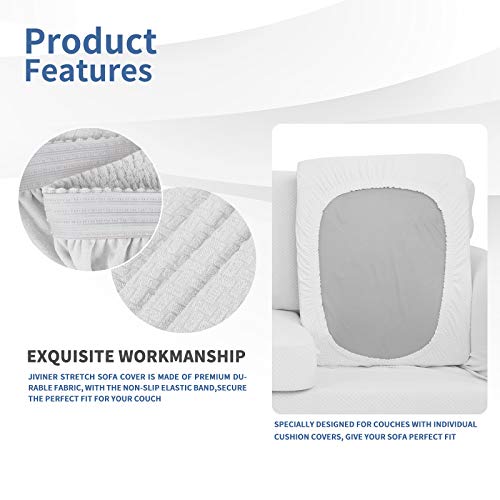 Jiviner Newest 4 Pieces Couch Covers For 3 Cushion Couch Stretch Sofa Slipcover With 3 Seat Cushion Covers Thick Fitted Couch Cover For Pet Dogs Furniture Protector (Sofa, Off White) #TOP2