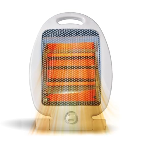 Estufa Eléctrica de Cuarzo 800W/400W de 2 Barras - 2 Posiciones de Calor con Sistema de Seguridad Anti-Vuelco - Estufas Electricas de Bajo Conusmo - Estufa de Baño Portátil infrarojos