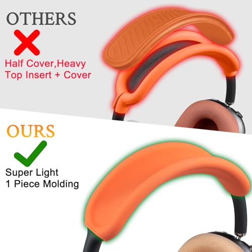 Image of SOULWIT Upgraded Headband Protector for AirPods Max (USB-C /Lightning), Sweat Proof Full Cover for Gym Workouts, (Easy Disassembly Required) - Orange