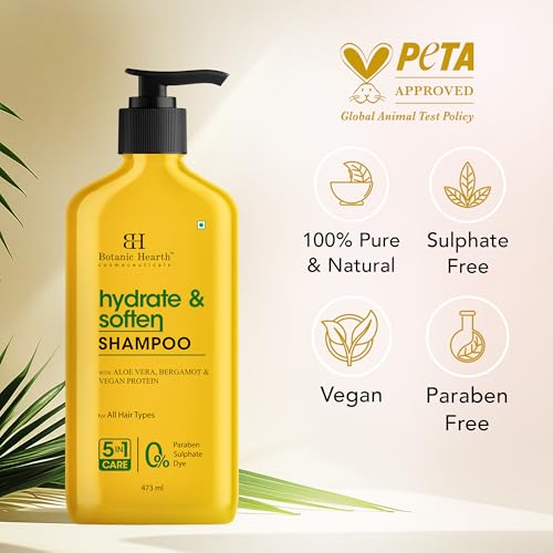 Image of Botanic Hearth Hydrate & Soften Shampoo with Ceramide & Aloe Vera | Deep Moisture & Hair Repair | Strengthens & Smoothens Strands |Enhances Softness & Shine, 473ml
