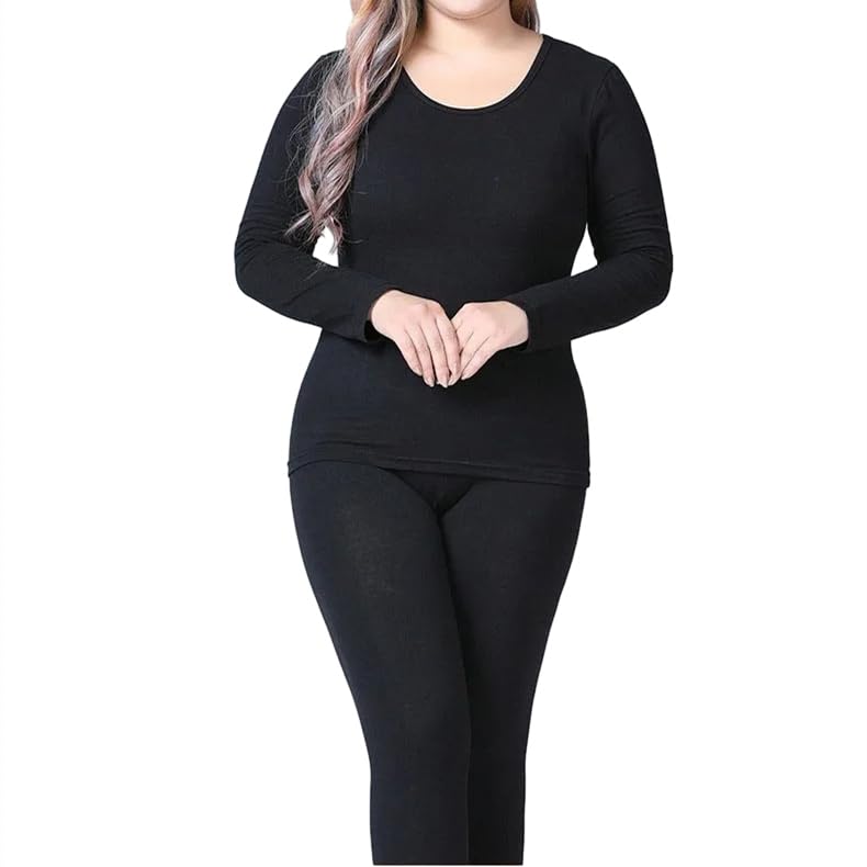 Ropa Interior Térmica Mujer - Pantalones Largos De Otoño, Traje De Lencería, Ropa De Dormir para Mujer, Conjunto De 2 Piezas Elástico De Talla Grande 6XL, Ropa Interior Suave Y Ajustada