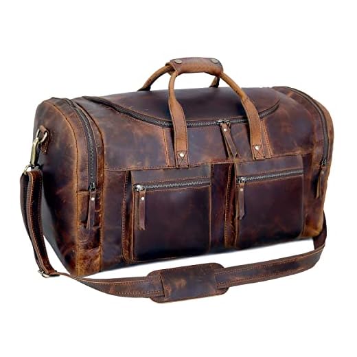 Best mens leather travel duffel bag Vintage Style Airline Carry On Bag