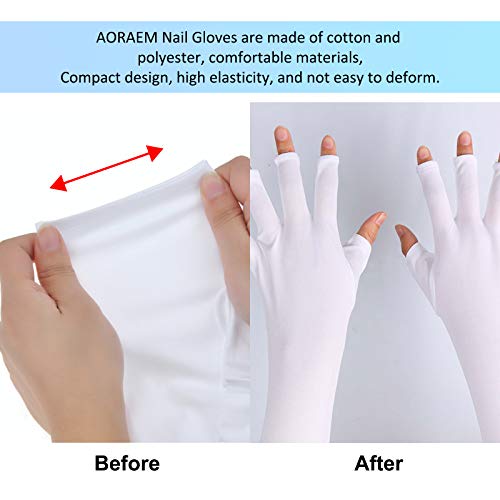 AORAEM Gloves for Gel Manicure,Fingerless Manicure Long Gloves Nail Art Tool for Women (Long) - Thumbnail 3
