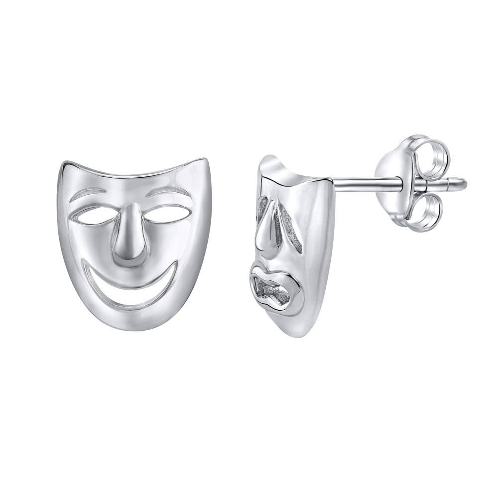 Pendientes máscaras de teatro de plata de ley 925 rodiado