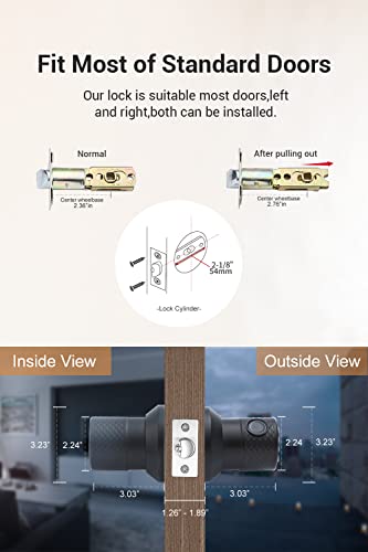 Smart Fingerprint Door Knob With Keypad, Keyless Touchscreen Digital Entry Door Lock, Secure Bluetooth, App Control, Anti-Slip Handle, Easy To Install, Auto Door Lock For Home, Hotel, Office, Garage #TOP3