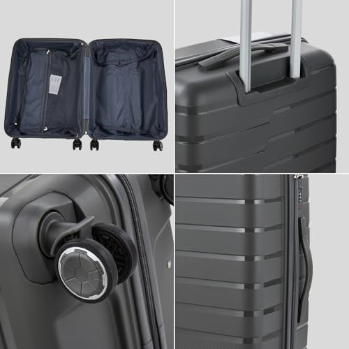 Luggage Sets 4 Piece with Spinner Wheel, PP Hard Shell Suitcase Set with TSA Lock, Expandable Lightweight Travel Luggage(19/21/25/29") for Men and Women, Dark Grey - Image 3