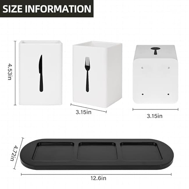 GEHE 3Pcs Silverware Caddy Utensil Holder for Countertop, Utensil Caddy for Parties, Flatware Organizers with Tray, Silverware Caddy Organizer Holder for Forks, Spoons, Knives, White