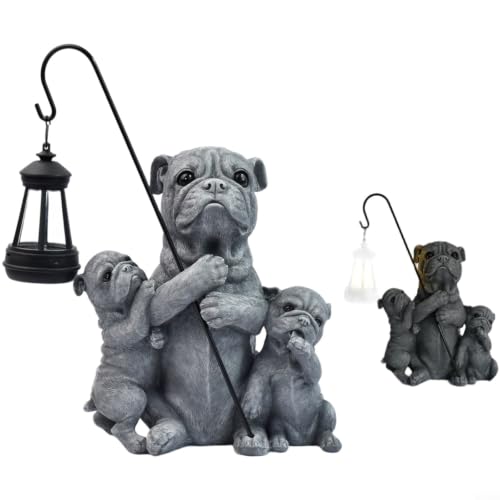 Solar dog lantern de resina sintética premium B con iluminación automática de exterior