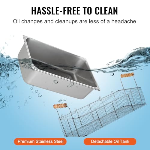 VEVOR Commercial Deep Fryer, 3000W Electric Turkey Fryer with 3 Removable Baskets, Large Capacity 18Qt / 17L Stainless Steel Countertop Single Oil Fryer, for Kitchen Restaurant Use, Silver