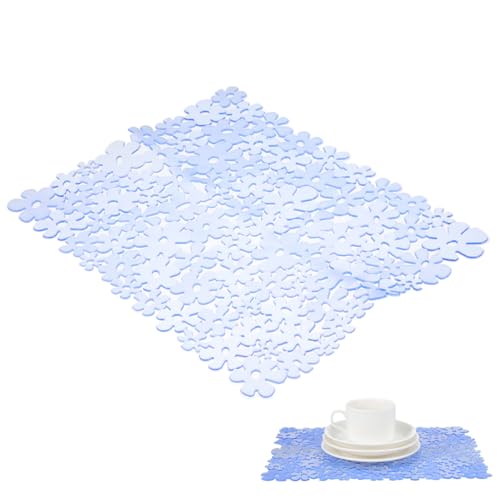 SOLUSTRE Tapis d'évier en PVC avec surface antidérapante et design pliable pour évier de cuisine comme protection pratique et tapis d'égouttement bleu