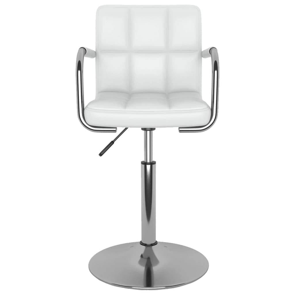 Juego de 2 sillas de comedor giratorias de piel sintética blanca con estructura de acero cromado, altura regulable mediante muelle de gas, giratorias de 360 grados para comedor