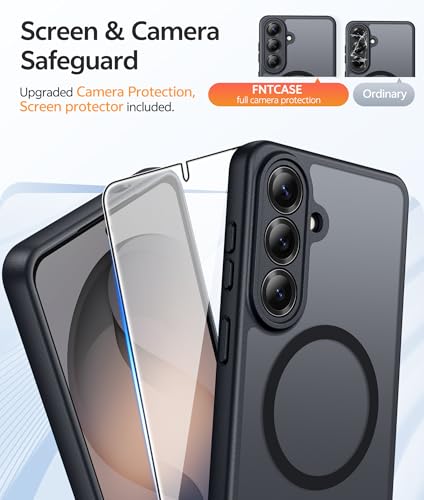 Image of FNTCASE for Samsung Galaxy S26 Case: [Fit for Magsafe] [Full Camera Protection & Screen Protector] Translucent Matte Military Grade - Shockproof Protective Phone Cover for Samsung S 26 - Black 6.3inch