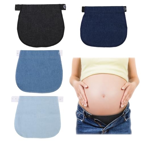 unillea 4 estensioni per pantaloni per gravidanza, per donne incinte, estensione a bottone per pantaloni (nero, blu, azzurro, blu scuro)