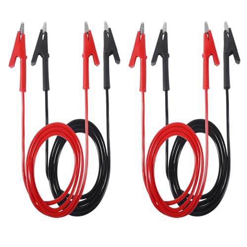 Image of 4pcs Alligator Clips Electrical Test Leads Dual Ended Crocodile Wire Cable Double-Ended Alligator Clip Test Leads Jumper Wire for Electrical Test (2 Red+2 Black)