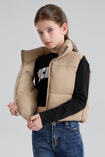 Image of SOLOCOTE Girls Puffy Vest Coat Water-Resistant Warm Winter Sleeveless Kids Jacket for 4-14 Years
