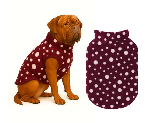 Image of The Pets Company Dog Winter Coat Jacket, Clothes, Windproof, Light Weight, Washable, Ultra Warm Thick Fleece Lined Dog Vest for Cold Weather Protection, (Polka Maroon Cherry, XX-Large - 30 Inch)