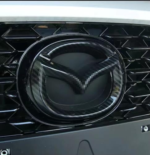 Image of MAXDOOL Car Front Rear Logo Decoration Cover Sticker Sequins Frame Trim Emblem for Mazda 3 Exterior Accessories (Carbon Fiber Front Emblem)