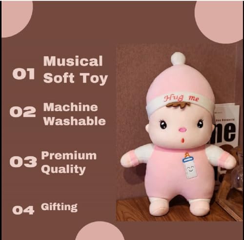 Image of Soft Chubby Set of 2 Baby Boy Plush Toy with Laughing Musical Sound - 50 cm Stuffed Teddy Bear Doll for Girls, Boys, Kids, Birthday Gift, Home Decor