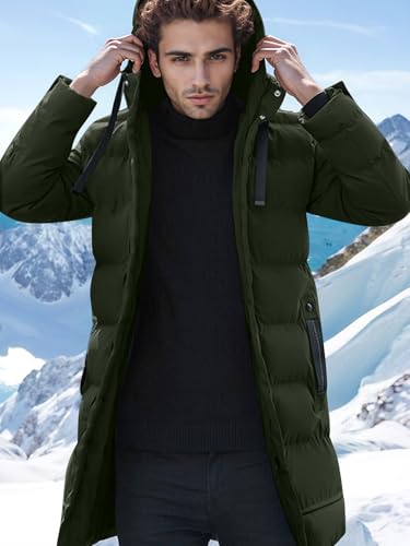 Men's Long Winter Coats Heavy Puffer Jacket with Hood Thicken Puffy Quilted Padded Jackets Outerwear3