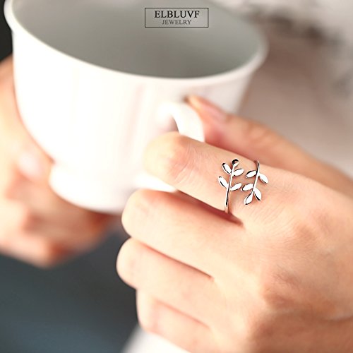 ELBLUVF Stainless Steel Silver Plated Leaves Leaf Laurel Adjustable Branch Ring Jewelry for Women by ELBLUVF - Used condition - Image 3