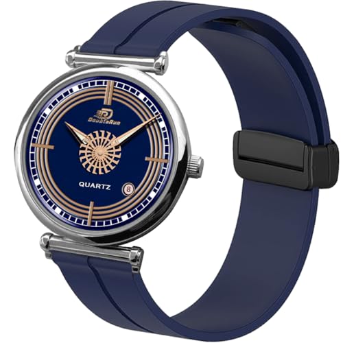 Image of DOUBLERUN Date Function White Color Silicone Strap Analog Wrist Watch for Men S 26-00-0