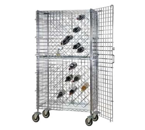 FDMWR2448CH Security Wire Wine Rack Kit, Mobile, 24"D x 48"W, 68"H Posts, (8) Double Wine Shelves, (1) Security cage, Holds (192) Bottles, 5" stem casters (2 Swivel