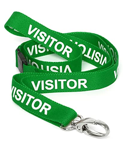 CKB LTD Visitor LANYARDS Breakaway Safety Lanyard Neck Strap Swivel Metal Clip for ID Card Holder - Pull Quick Release Design (Green Pack of 10)