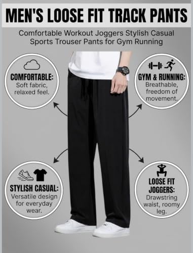 Image of Paralians Men's Loose Fit Track Pants for Men Comfortable Workout Joggers Stylish Casual Sports Trouser Pants for Gym Running