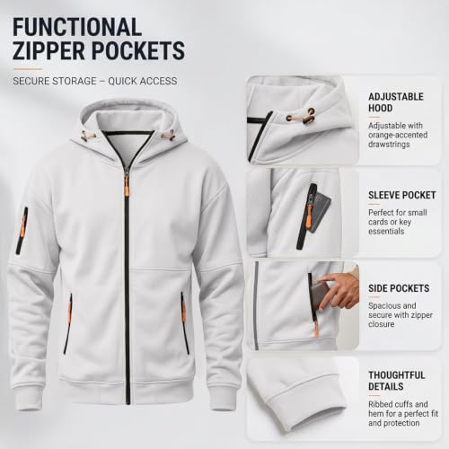 Mens Hoodies Zip Up Tactical Hoodie Sweatshirt with Hood Sweat Shirt - image 6
