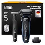 Braun Bundle mit Series 5 Rasierer Herren Elektrisch, Wasserdicht, Made in Germany, 52-B1200si, Blau + Series XT3, 45 Min Akku, Wasserdicht, XT3200, Schwarz