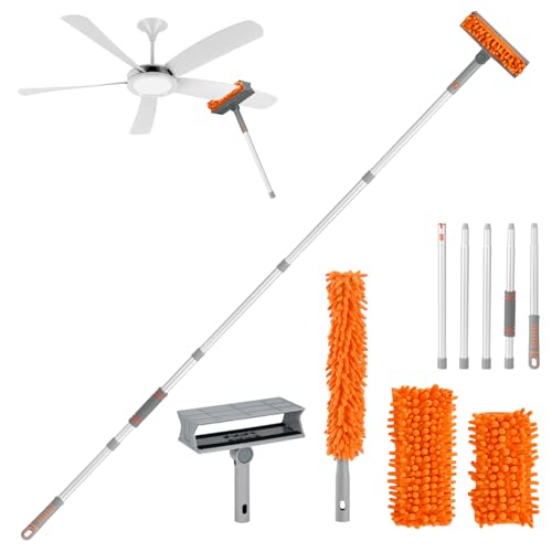 Ceiling Fan Cleaner Dusters with 72'' Extension Pole, Reusable Microfiber