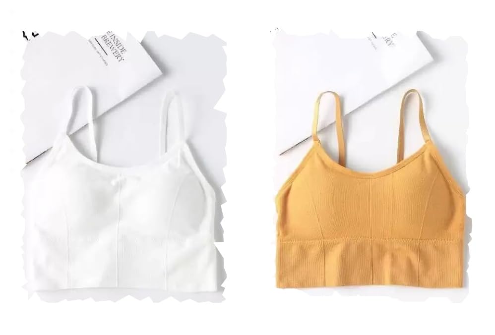 Image of Acnos Cotton Pack of 2 Women Sports Lightly Padded Bra Combo (Free Size Fit Up To 28-30-32-34)