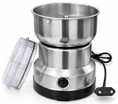 Image of Grinder Machine for Kitchen Small, Stainless Steel, High Speed Dry Grinder for Nuts, Spices, and Coffee Beans, Portable Electric Grinder, Small Mixer Grinder