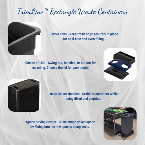 Contenedor de basura Delgado Trimline 23 galones Negro Pack 4 miniatura 3
